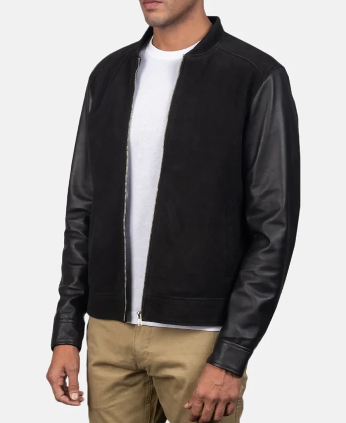 Blain Black Hybrid Bomber Jacket front