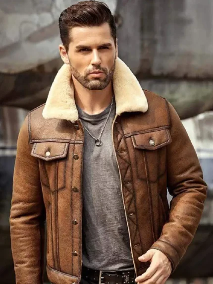 Brown Leather Jacket With Fur