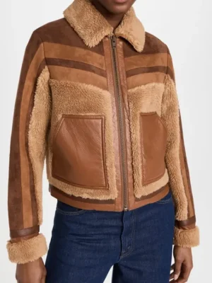 CSI Vegas S02 Allie Rajan Sherpa Suede Jacket front 1