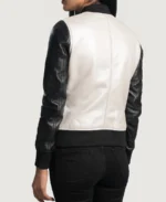 Cole Silver Leather Bomber Jacket back
