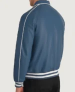Cooper Blue Leather Varsity Jacket back