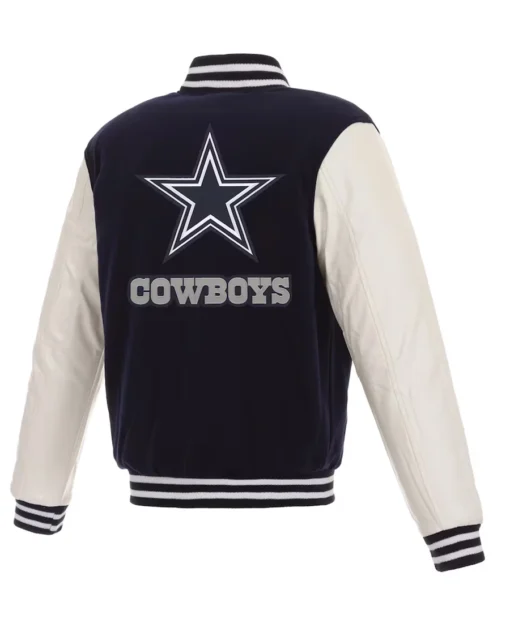 Dallas Cowboys JH Design Reversible Fleece Faux Leather Jacket back