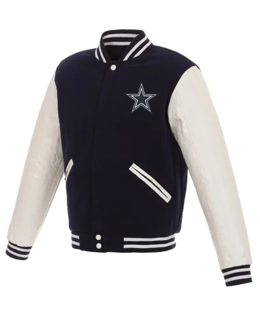 Dallas Cowboys JH Design Reversible Fleece Faux Leather Jacket front