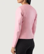 Elixir Pink Collarless Leather Jacket back