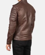 Faisor Brown Leather Biker Jacket back