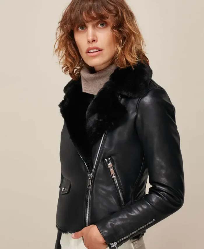 Fur Lined Leather Jacket Women