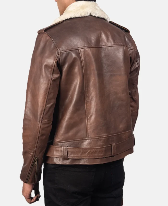 Furton Brown Leather Biker Jacket back