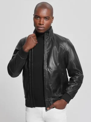 Guess Leather Jacket Mens