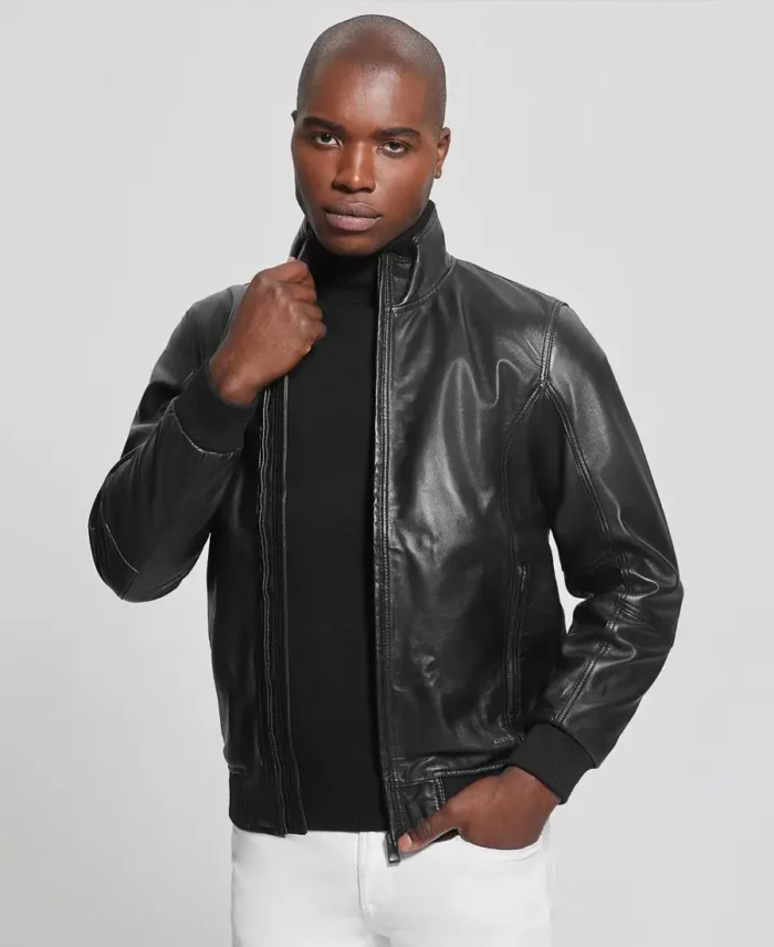 Guess Leather Jacket Mens