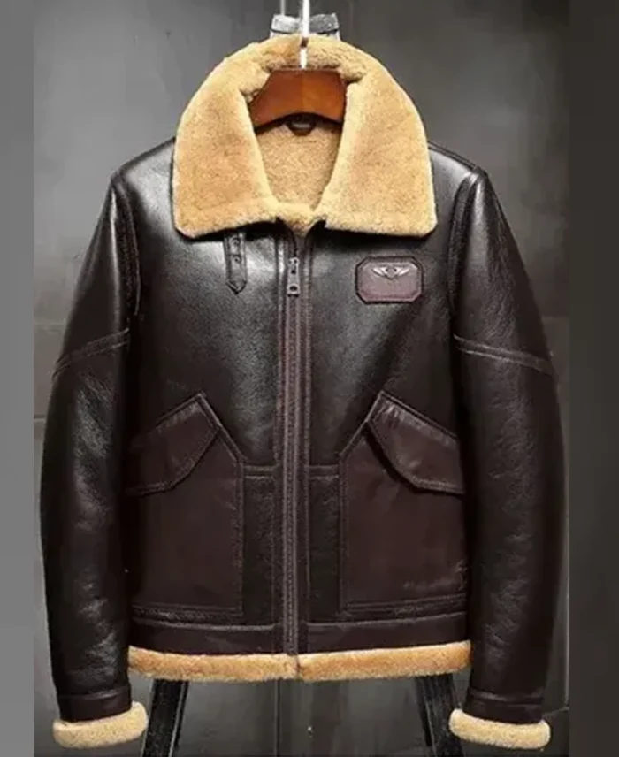 James Shearling Aviator B3 Leather Jacket front