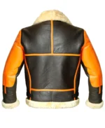 Mens Brown Real Bomber Leather Jacket back