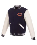 Men's Chicago Bears NFL Pro navy blue Faux Leather jacket