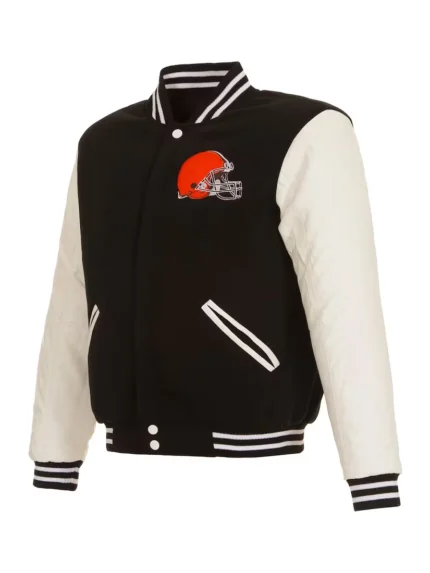 Men's Cleveland Browns NFL Pro Faux Leather jacket front