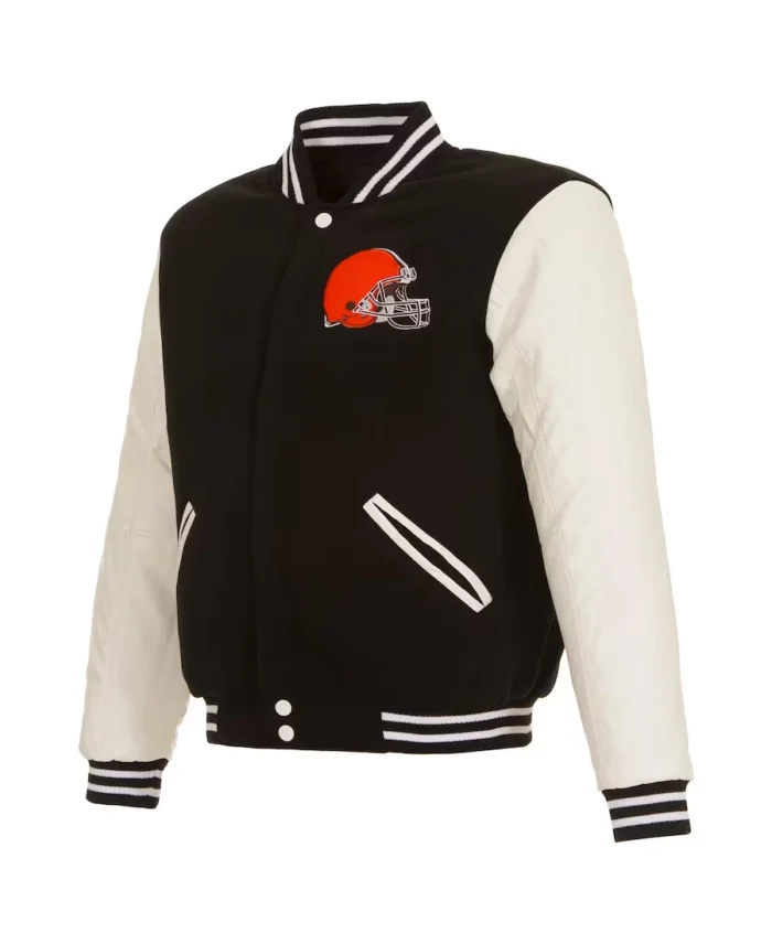 Men's Cleveland Browns NFL Pro Faux Leather jacket front