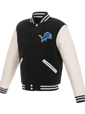 Men's Detroit Lions NFL Faux Leather jacket front