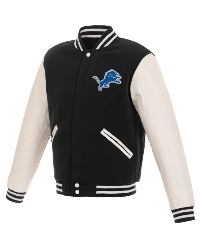 Men's Detroit Lions NFL Faux Leather jacket front