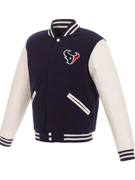 Men's Houston Texans NFL Pro Faux Leather jacket front
