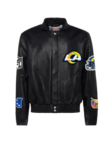 Men's Los Angeles Rams Jeff Hamilton Black Leather Jacket front