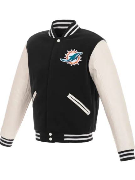 Men's Miami Dolphins NFL Pro Faux Leather jacket front
