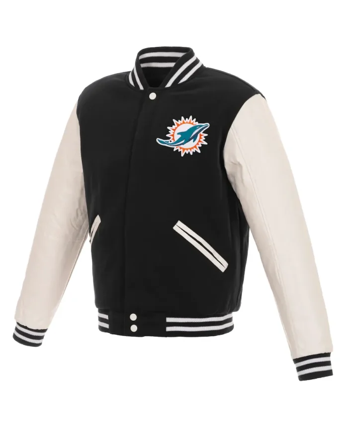 Men's Miami Dolphins NFL Pro Faux Leather jacket front