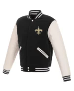 Men's New Orleans Saints NFL Pro Faux Leather jacket front