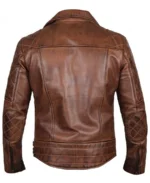 Men’s Vintage Quilted Brown Biker Jacket back