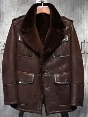 Michelle Four Pockets Shearling Fur Leather Jacket front