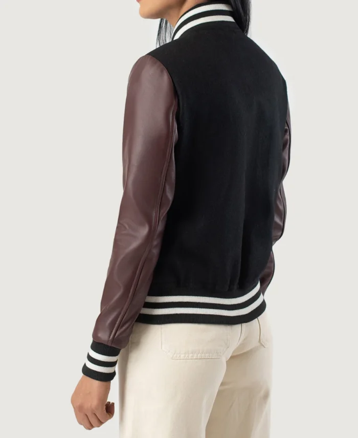 Savant Maroon & Black Hybrid Varsity Jacket back