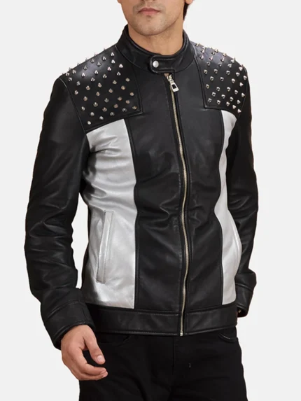 Shapron Studded Leather Biker Jacket front