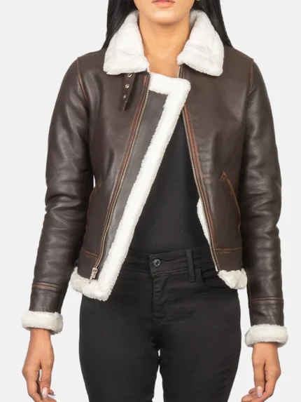 Sherilyn B-3 Brown Leather Bomber Jacket front