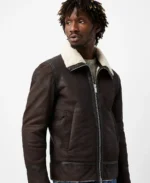 Sherpa Lined Leather Jacket Men