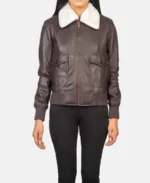 Stella G-1 Maroon Leather Bomber Jacket front