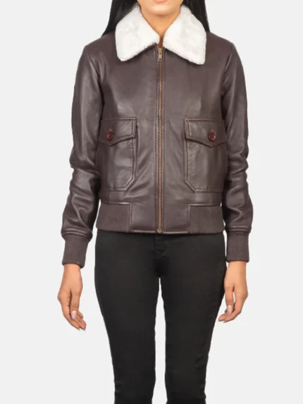 Stella G-1 Maroon Leather Bomber Jacket front