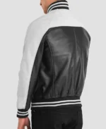 Terrance Black & White Leather Varsity Jacket back