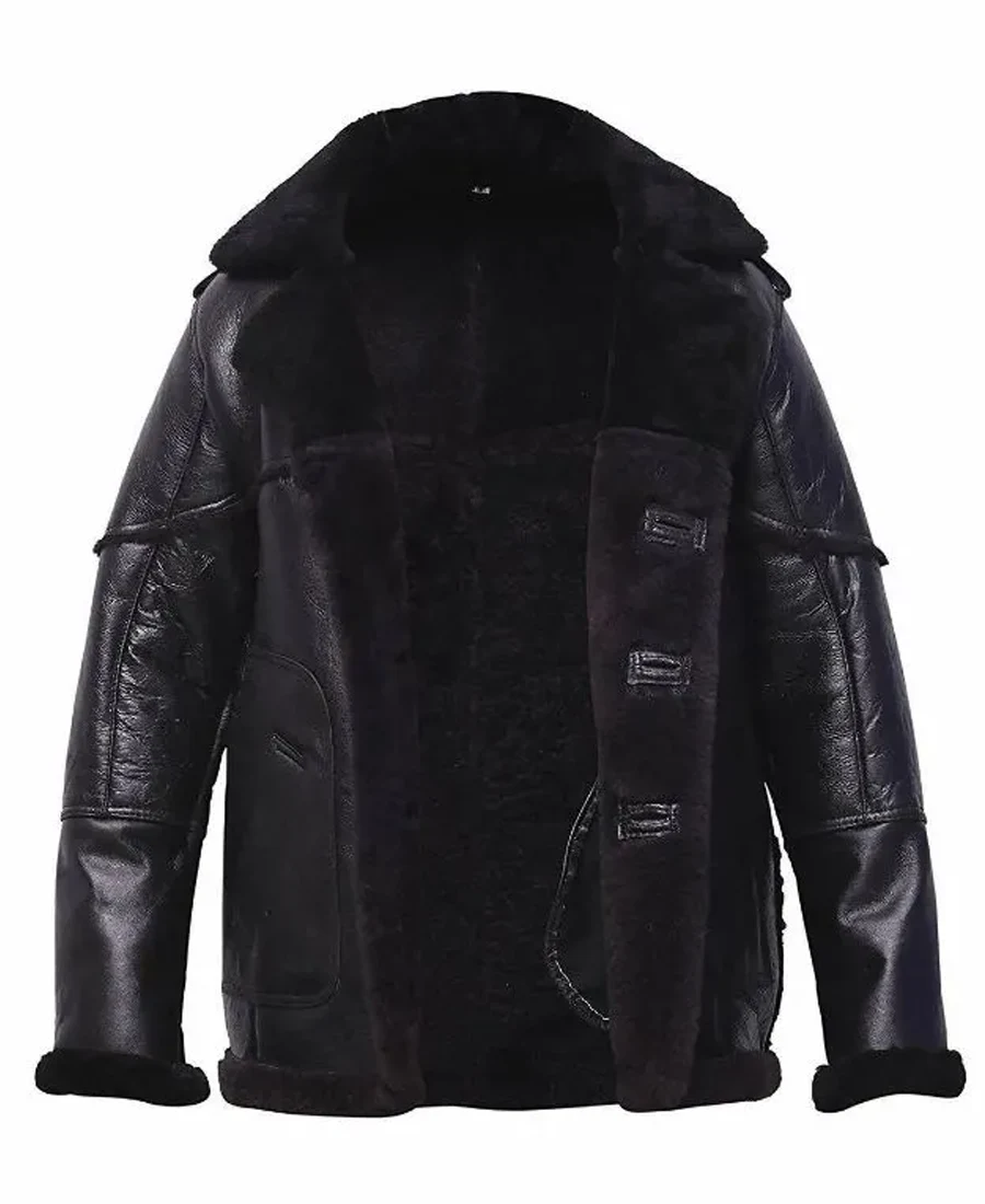 The Punisher 2 Billy Russo Black Shearling Leather Jacket front