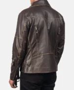 Vincent Brown Leather Biker Jacket back