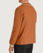 Willis Tan Brown Leather Varsity Jacket back