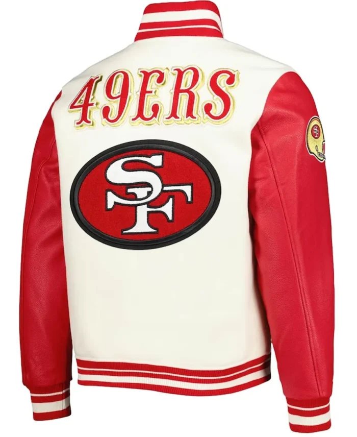 Cream San Francisco 49ers Retro Classic Varsity Jacket back