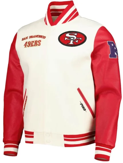 Cream San Francisco 49ers Retro Classic Varsity Jacket front