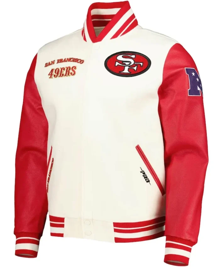 Cream San Francisco 49ers Retro Classic Varsity Jacket front