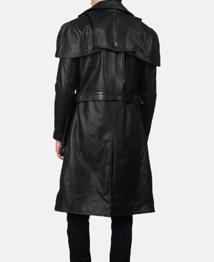 Deux Black Leather Duster back