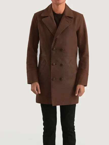 Half Life Brown Leather Coat front