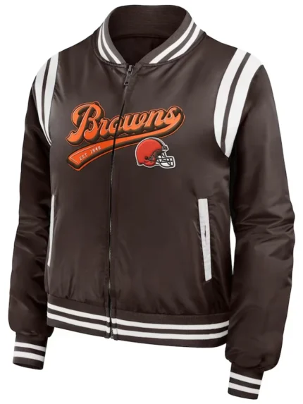 Men's Cleveland Browns Brown Bomber Full-Zip Jacket front