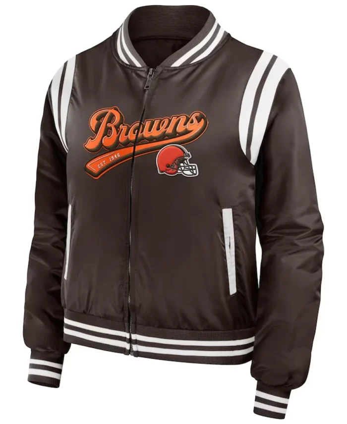 Men's Cleveland Browns Brown Bomber Full-Zip Jacket front