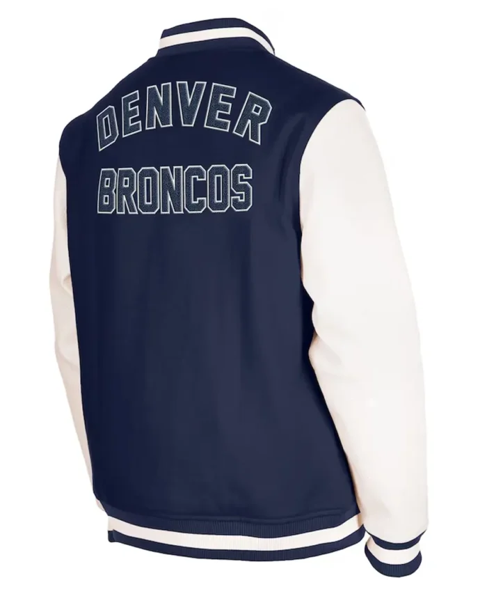 Men's Denver Broncos New Era Navy Third Down Varsity Jacket back