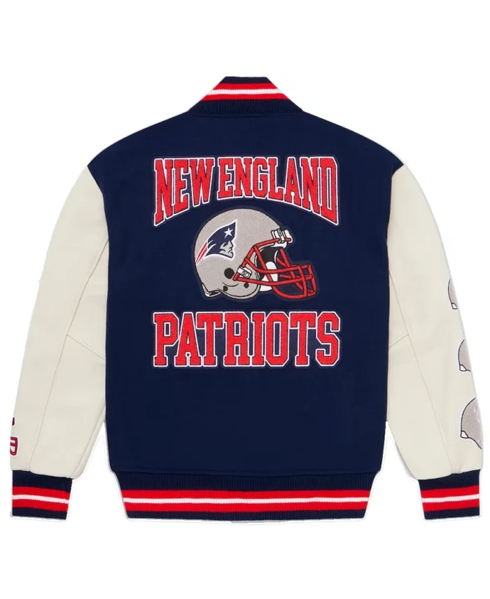 Men's New England Patriots OVO x NFL Navy Varsity Jacket back