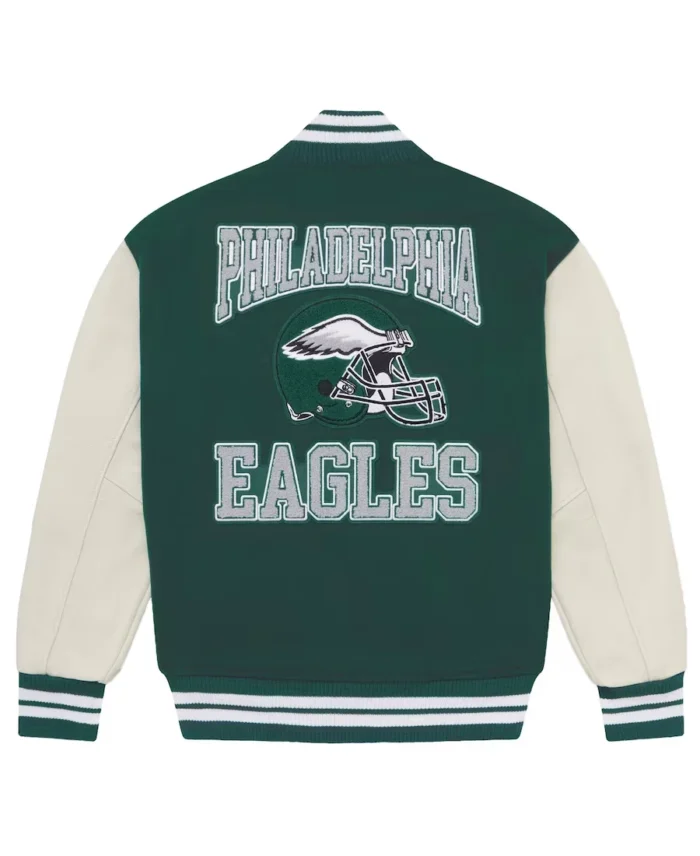 Men's Philadelphia Eagles NFL Midnight Green Varsity Jacket back