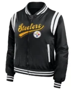 Men's Pittsburgh Steelers Black Bomber Full-Zip Jacket front