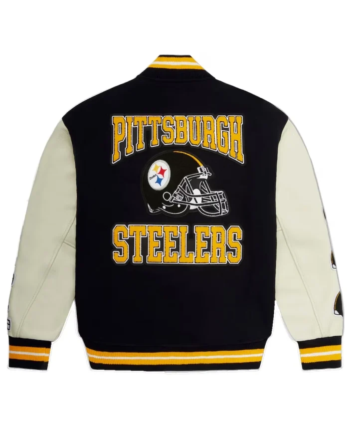 Men's Pittsburgh Steelers OVO x NFL Black Varsity Jacket back