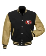 San Francisco 49ers NFL Black Varsity Jacket front